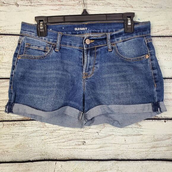 Old Navy Women’s Cuffed Denim Shorts Size 2 Regular Medium Wash Stretch Jean Cas - Picture 1 of 7